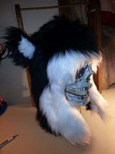 Commissioned Fur Hoodie Finished - Black and White Canine by IrradiatedRabbit