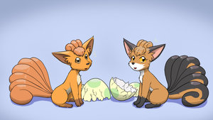 The vulpixes that hatched from Kaelin's eggs. by RippleFox