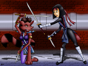 Ninjara vs. Karai by Jeatz