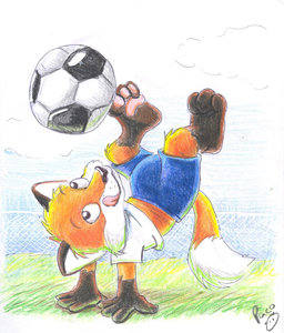biro plays soccer  by pandapaco