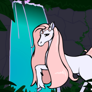 Pink horsie showering in mystic waterfall ♥ by FoxFoxplz