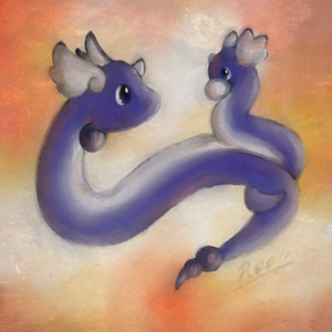 Dragonair and Dratini by blackberrypie