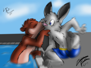 Pool side kiss by zephyrpanthur