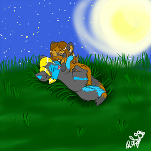 .Cuddling under the Moonlight. by RedRoseofDeath