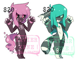Pink Bones and Green Cuts! Adopts by XavierXene
