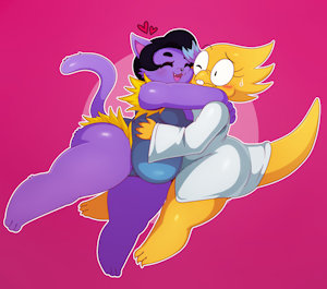 Commission: Catty and Alphys by sssonic2