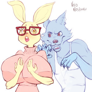 bunny and wolf by voidnosferatu