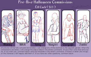 Halloween Pre Posed Commissions! by Aerow