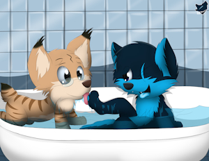 Bath time with Kitty by Cloufy