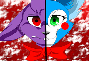 Bonnie and Toy Bonnie from FNAF (Five Nights at Freddie's) by Winterfox1716