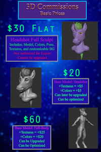 3D Commission Prices by LuxVolans