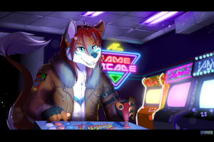 [Commission] Night at the Arcade by Spunkie