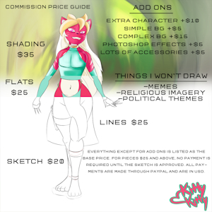Red's Commission Price Guide by Redkittykitty