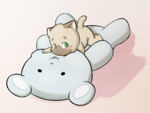 Teddy and a cat by ClyDeli