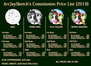 Commission Pricing Sheet! (UPDATED) by ArrJayAfterDork
