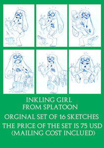 Inking girl sketches originals set ON SALE by salmacisreptile