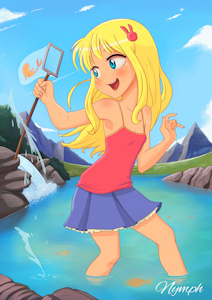 Usagi Fishing (Spring) by Nymphaearia
