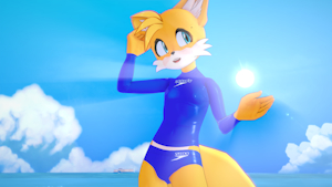 Tails surfs in a speedo by Fusionxglave