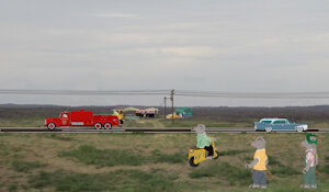 Marge Coyote and the Cubs Meet a Fire Truck by moyomongoose