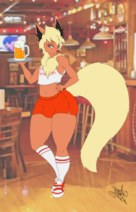 Working hard in Femboy Hooters by JayBunny