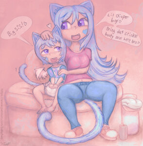 Silver and Sis, kitten and kitty by OverFlo207