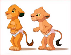 Cubs Simba and Nala in diapers by Godfather72