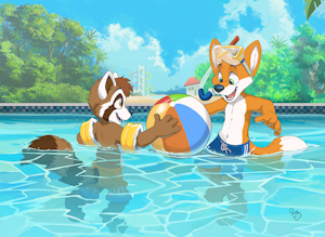 Playing in the Pool by pandapaco