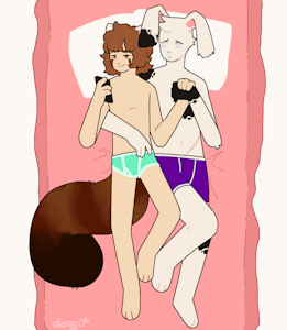 Pancake(Red Panda) and Alex(Bunny) by LordBunnyBun