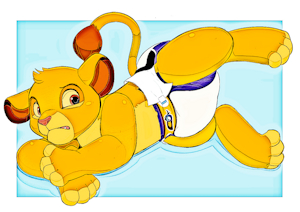 Simba in his new diapers or pullups by Godfather72