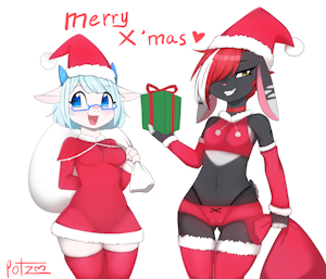 [Doodle] Merry X' Mas 2021 with BB and Sasha by Potzm