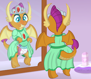 Smolder trying on new outfit by DiaperedPony