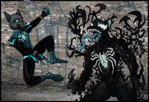 Spider-Wolf vs Venom by Ookaminobaka
