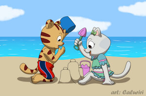 Daniel Tiger and Katerina at the Beach (by Caluriri) by BunPatrol