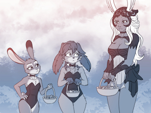 Easter bunnies by HeresyArt