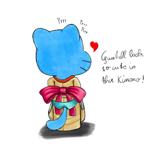I putt Gumball Watterson in a Kimono by NoharaMisae