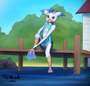 Lil' Pela's perfect day for a swim~ [By TomLad] by VarraTheVap