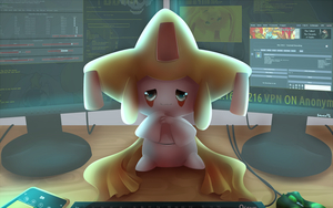 Jirachi on My Desk (SFW) by jirachi