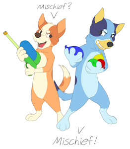 Bingo and Bluey getting ready for shenanigans! by misterpickleman
