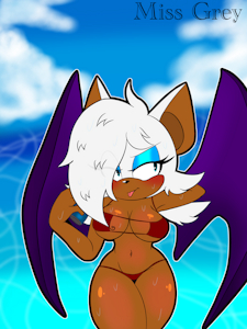 (2023 VS 2022) Rouge the bat at the beach by MissGrey970