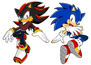 Sonic Adventure Artstyle - Sonic and Shadow by HedgieLombax147