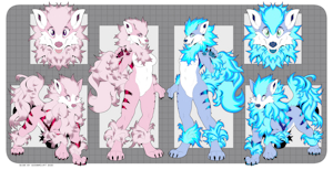 Pink Arcanine and Blue fire Arcanine Adopt [OPEN] by Zirah