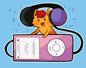 Smol Cat, Big Tunes (art) by Musuko42