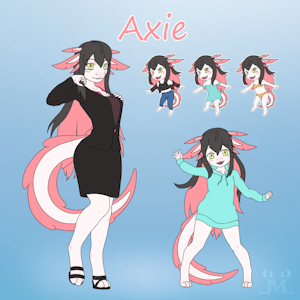 Axie the axolotl OC (+ young ver) by JMLuxro
