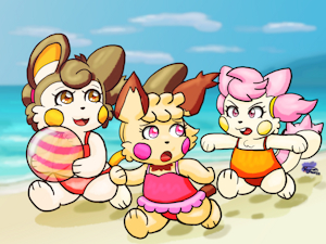 Summer Kanto - Running on the beach by PlaymanRGS