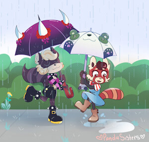 Fancy Umbrellas and Rain by PandaSisters