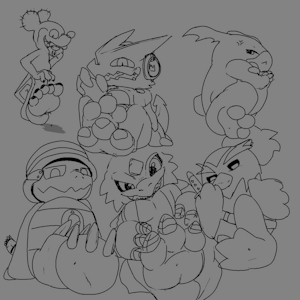 Six Digimon by optimisticTrashbag