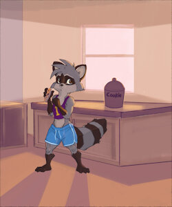 Bri the Raccoon Steals a Cookie. by tamiasthechipmunk