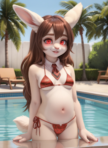 Pregnant bunny by the pool by celestialjade