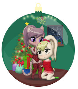 Catt&June under the mistletoe by LumeKat