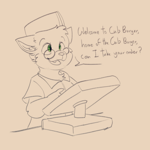 cub burger cashier kitty by cathedgefire1000